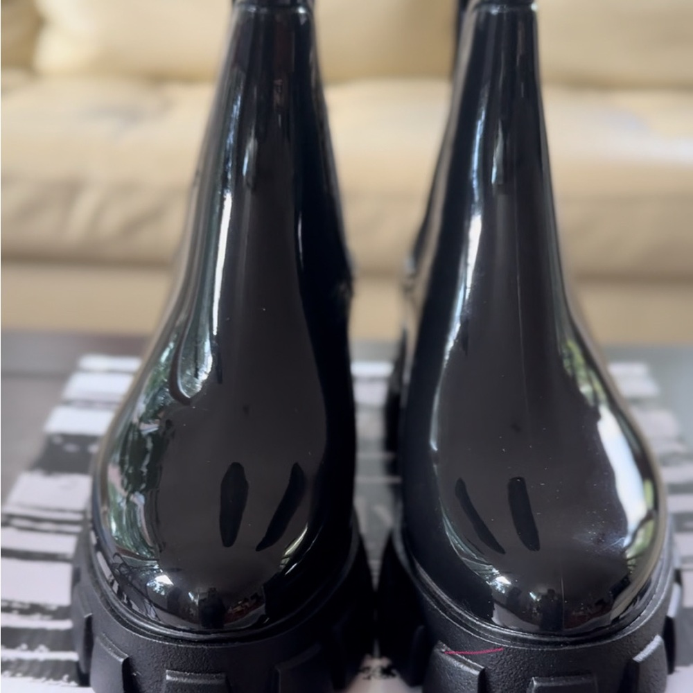 DV by Dolce Vita Splash Black Patent Leather Rain Boots